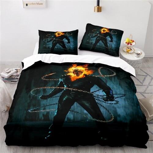 Ghost Rider 3D Cartoon Printed Duvet Cover Set Twin Full Queen King Size Bedding Set Bed Linens Bedclothes for Home Bedroom Gift