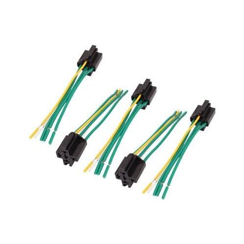 DC 12V/24V 40A 5-Pin Relay Socket Harness Connector 5pcs for Car Truck