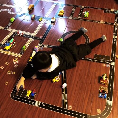 Kids Room Decoration Wall Sticker Paper Washi Tape Ccreative DIY Traffic Road Railway Removable Track Floor Stickers Car Play