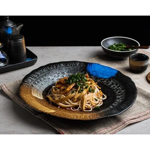 Household Round Corner Dish Creative Dish Kimchi Dish Dessert Dish Kitchen Multifunctional Ceramic Dish Baked Rice Baking Dish