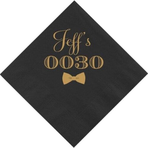Bow Tie Birthday - Personalized Napkins 40th Birthday | Custom 50th Birthday Napkins food toothpicks Napkins milestones birthday