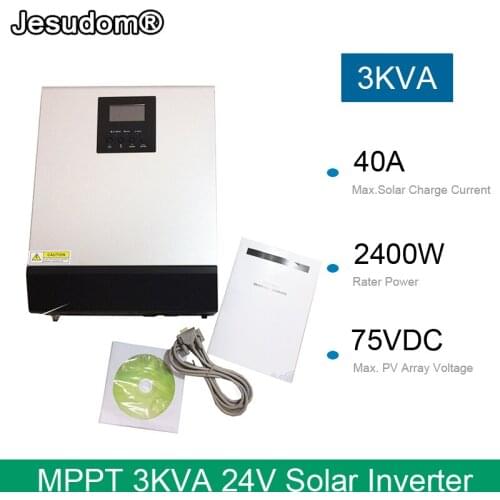 3KVA 24V40A Solar Hybrid Inverter 2400W 24Vdc to 230Vac 50/60HZ with MPPT Solar Charger and 30A AC Charger with Pure Sine Wave