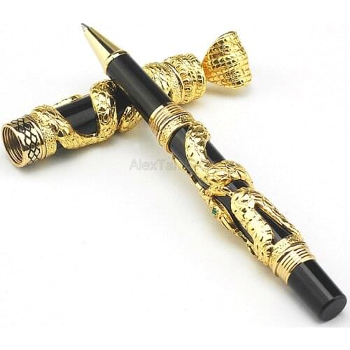 Jinhao Exquisite Snake Rollerball Pen Golden Cobra 3D Pattern Texture Relief Sculpture Technology Great Rollerball Pen Supplies