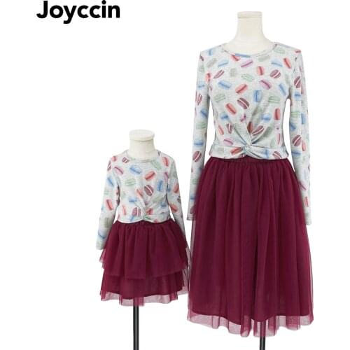 Joyccin 2021 Autumn&Winter Macaron Print Mom and Me Girls' Long sleeve Thin Sweaters Family Look(721019)