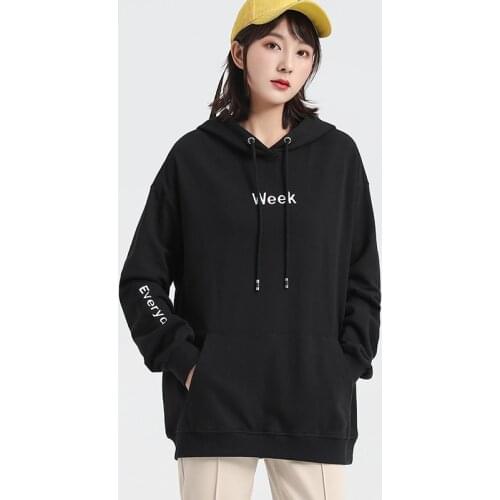 Jvzkass 2019 Sweatshirt Pink long-sleeved long womens new hoodie chic embroidery letters loose shirt large size pullover Z301