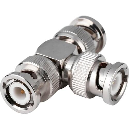 JX RF Connector BNC Male 3 way Adapter BNC Male to 2 BNC Male T type RF Coax Coaxial Adapter