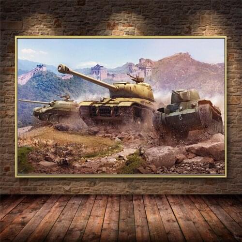 Unframed World Of Tanks Game Oil Painting On Canvas Posters And Prints Wall Art Picture For Gamer Room Boys Room Decoration