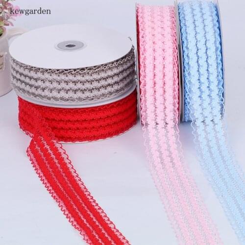 Kewgarden 35mm 25mm Elasticity Hollow Wavy Edge Satin Ribbons Handmade Tape DIY Bowknot Ribbon Headband Riband 10 Yards