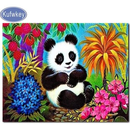 KUFWKEY panda diamond painting mosaic Full square drill puzzles animal pattern of rhinestones embroidery china national treasure