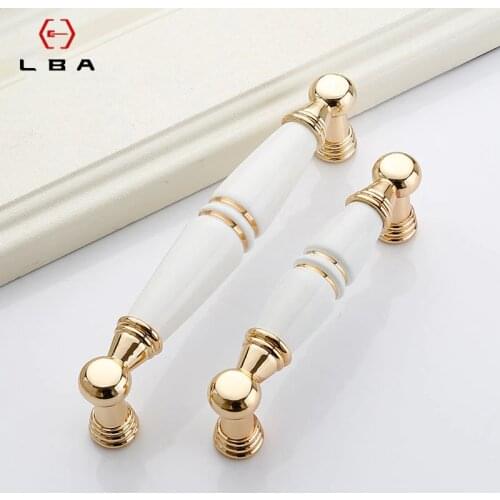 LBA Rose Gold Ceramic Zinc Alloy Door Handle Cabinet Closet Furniture Handles Jane European Style Drawer Flush Handles Hardware