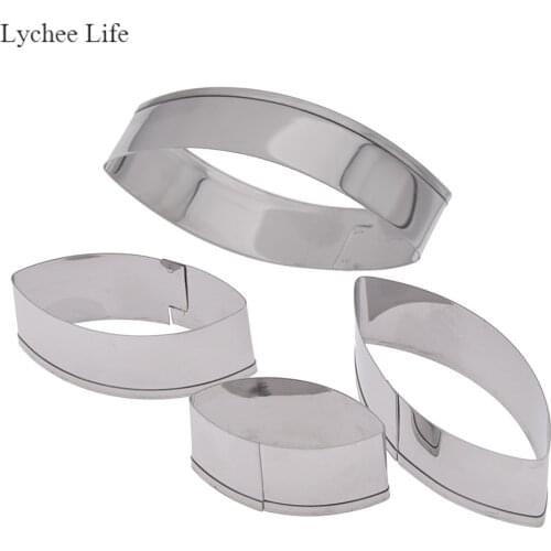 Lychee Life 4Pcs/Set Stainless Steel Water Lily Lotus Petal Cutting Mould Mold Diy Clay Tools Home Decorations