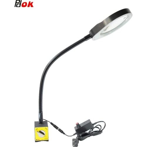 3x 5x 8x 10x Magnifying Glass Lamp With Magnetic Base Illuminated Magnifier Adjustable Led Light Machinery Process Magnifier