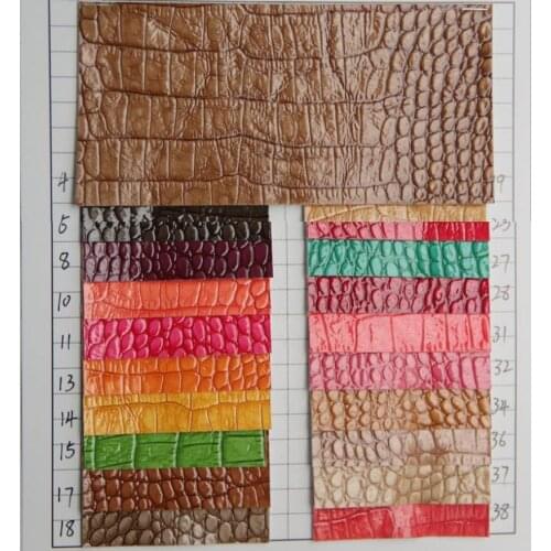 Factory wholesale PU leatherette alligator grain leather glossy crocodile pattern artificial leather fabric material
