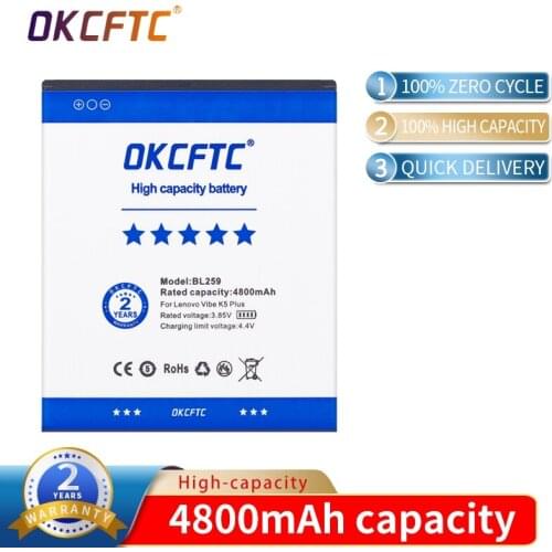 Original Tested New 3.82V 4800mAh BL259 For Lenovo Vibe K5 / K5 Plus / A6020 A6020A40 A6020A46 Battery