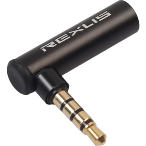 REXUS 90 Degree Right Angled 3.5mm Male To Female Audio Converter L Type Adapter Connector Stereo Earphone Microphone Plug