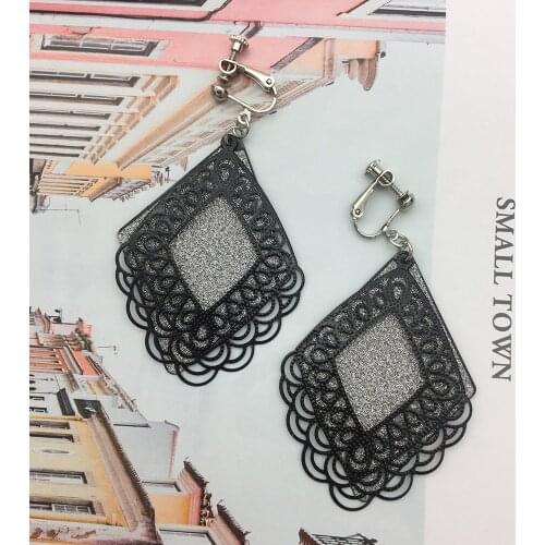 Grinding Yarn Sequin Earrings for Women Jewelry Fashion Hollow Dangle Drop Clip-on Earrings Non-pierced Hypoallergenic