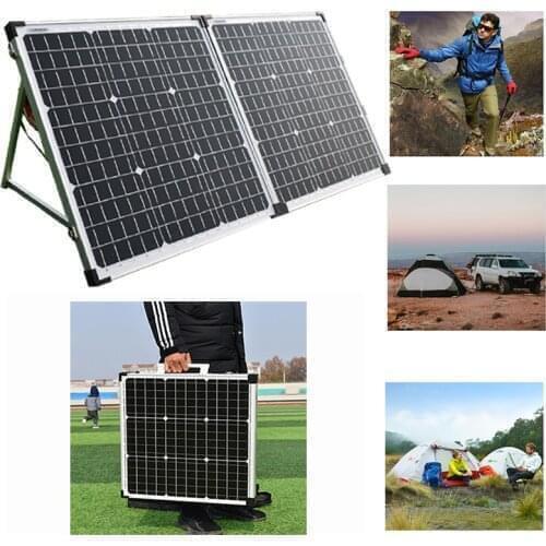 Foldable Solar Panel 100W(2Pcs x50W) With 20A Controller Glass 12V Solar Panels Efficiency Cell Home System Photovoltaic Panel