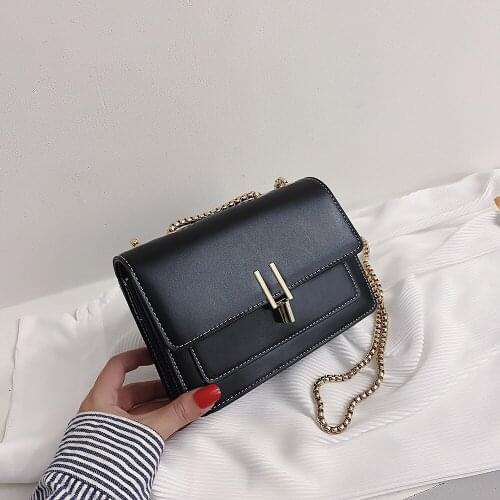 PU Leather Contrast Color Shoulder Bags for Women 2020 Chain Simple Crossbody Bag Ladies Luxury Purses and Handbags
