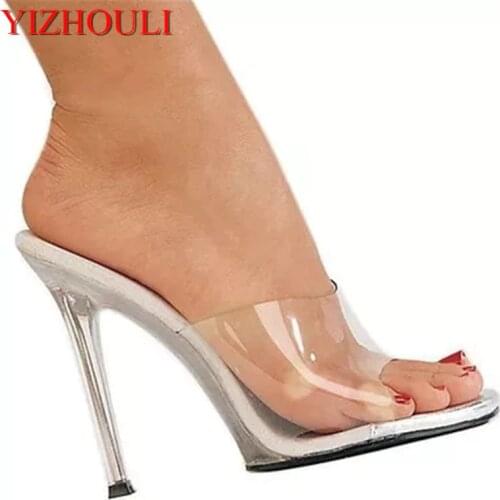 New custom-made in 2018, transparent silver heel shoes,12cm sexy model runway shoes, pole dancing shoes
