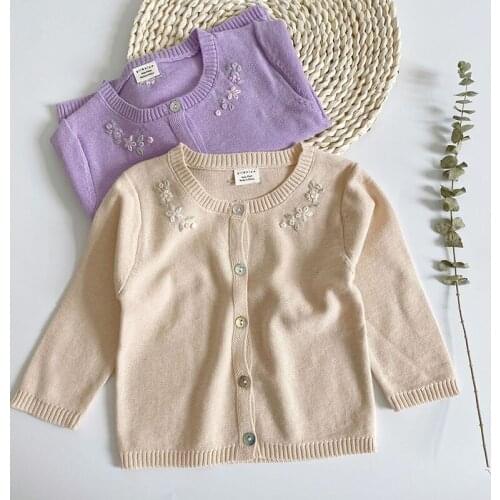 Spring Autumn Baby Girls Embroidery Cardigan Coat Clothing Kids Girls Long Sleeve Knit Coat Children Girls Coats
