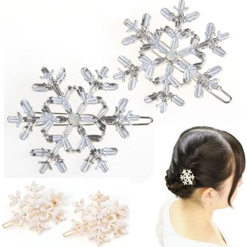 2Pcs Women Snowflake Crystal Rhinestone Hair Pin Clips Barrette Hairpins Bridal