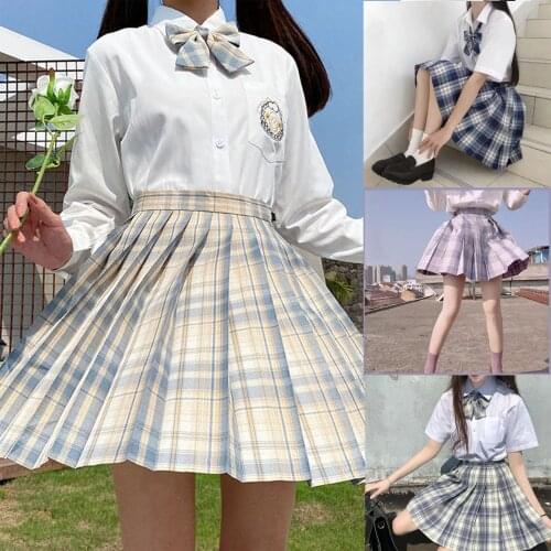 Faldas cortas Women High Waist Plaid Pleated Tennis Short Skirt A-Line Safety Pants Summer Student Uniform Half-length Dresses