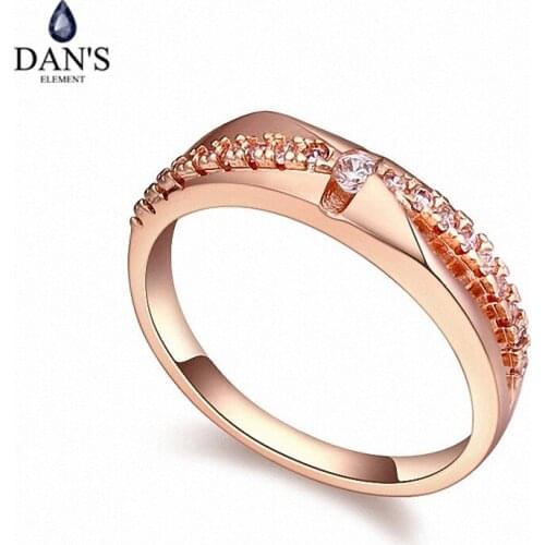 DANS Real Austrian Crystals Brand AAA Zirconia Micro Inlays Fashion Ring for women New Geometric 109038Rose