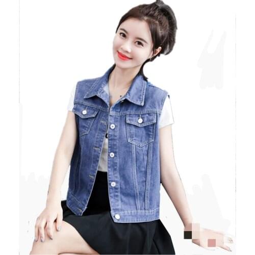 ZB2170 Spring summer autumn 2020 new Korean version women fashion vintage denim vest cheap wholesale