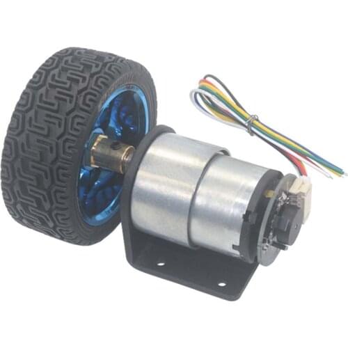 1 set Motor Encoder DC 6V 12V 6mm Shaft High Torque Gear Motor With Mounting Bracket 65mm Wheel Kit Encoder Gear Motor