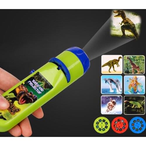 1PC Projection Flashlight Children Projector Light Cute Cartoon Toy Night Photo Picture Light Bedtime Learning Fun Toys