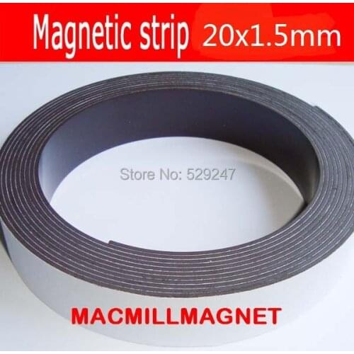 2 Meters Self Adhesive Flexible Magnetic Strip Magnet Tape Width 20x1.5mm Ad.magnet strip Education Rubber Magnet, Free shipping
