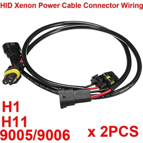 2PCS HID Xenon Power Cable Connector Extension Line Wiring Harness Adapter Ballasts Socket Play N Plug H1 9005 9006 H11 HB3 HB4