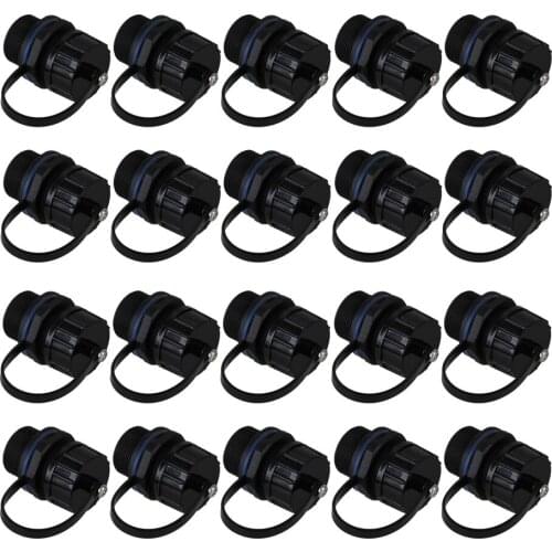 20pcs 8pcs 5pcs Ethernet LAN Black IP68 Protection M20 Stuffing Locknut Plastic RJ45 Waterproof Gland Connector