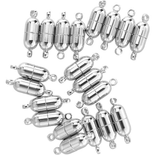 20 x Silver Beads Material Cylindrical Magnetic Clasp Jewelry Clasp Connector - 19 * 6 mm