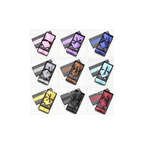 2019 free shipping (10sets/lot) solid 10 colours hot sell mens neck tie set