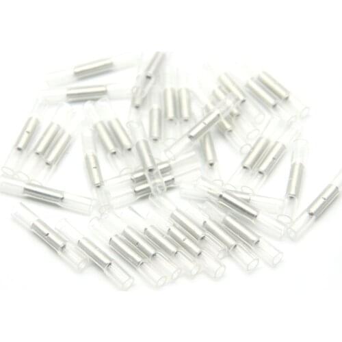 25PCS White 24-26AWG Heat Shrink Terminal Insulated Butt Electrical Splice Wire Connectors Cable Crimp Terminal Connector Kit