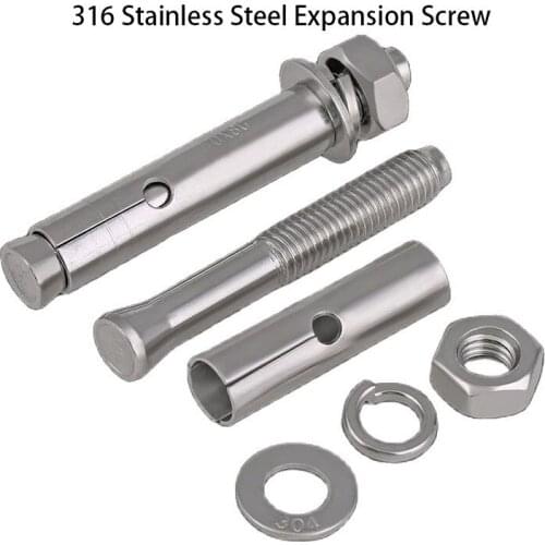 316 Stainless Steel Expansion Screw Bolt Extended Extra Long Broaching Wire M6m8 5PCS