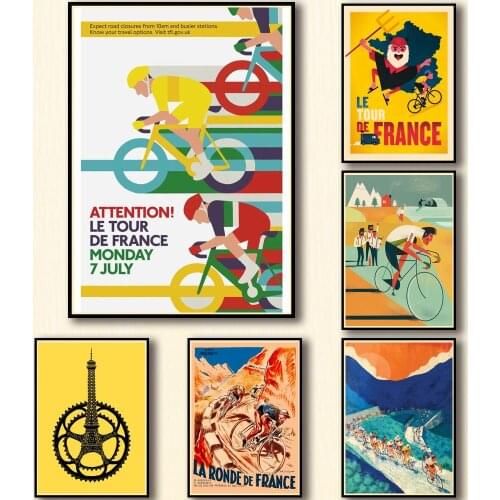33 Desings Classic Tour France Whitepaper Poster Wall Art Painting Vintage Bike Poster Room Decoration 2