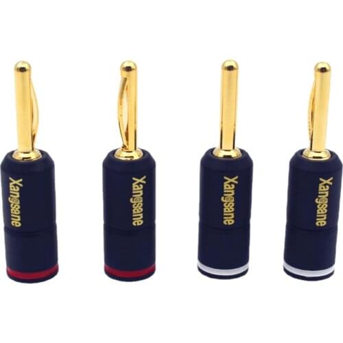 4 Pieces Audio Adapter Pure Red Copper Banana Lock Plug HiFi Speaker Banana Connectors