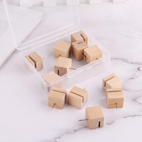6/12pcs Wooden Square Nail Thumbtack Board Pins Pushpins Drawing Photo Wall Stud PXPA
