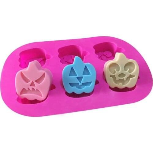 6 Cavity Halloween Silicone Pumpkin Soap Mould Fondant Cake Mold Handmade Soap Candle Molds Sugar Chocolate Bakeware Baking Tool