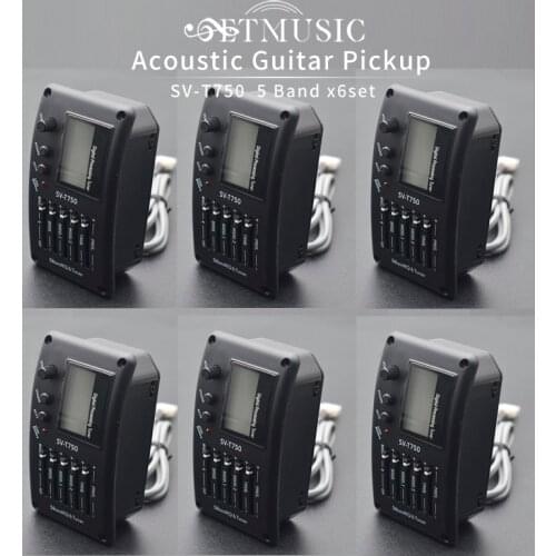 6pcs SV-T750 5 Band Acoustic Guitar EQ Equalizer with Tuner Pickup Procedding Digital Preamp Tuner Pickup Guitar accessories