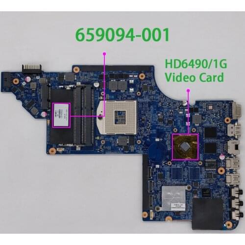 659094-001 w HD6490/1G Graphics for HP Pavilion DV7-6101TX DV7-6100 Series DV7T-6100 Laptop NoteBook PC Motherboard Mainboard