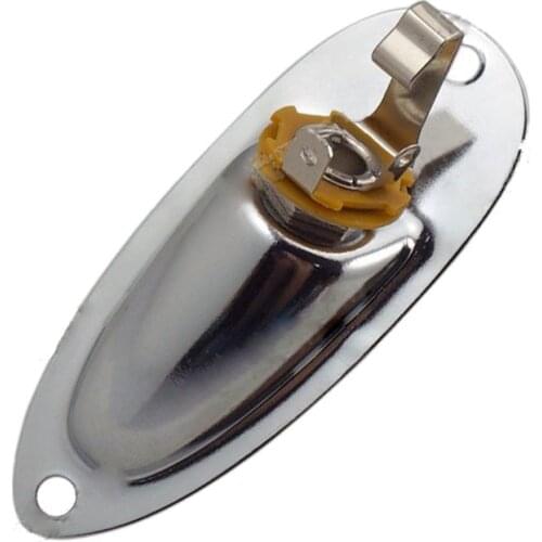 A0073 1 Piece Loaded Jack Socket Plate & Screws for Strat Replacement, Silver