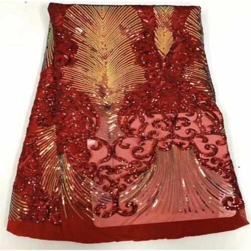 African Lace Fabric 2020 red/gold Embroidered Nigerian Laces Fabric Bridal High Quality French Tulle Lace Fabric For Women Dress