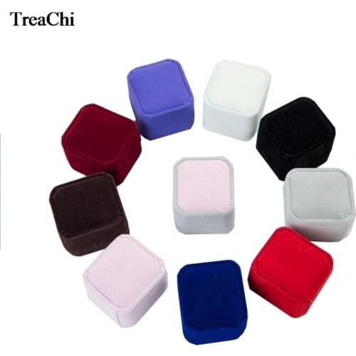 Promotion Square Velvet Earrings Ring Case 8 Colors Amazing Engagement Party Wedding Ring Jewelry Display Storage Case Gift box