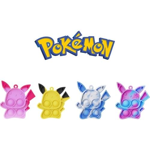 Pokemon Keychain Pops Push Bubble Fidget Toys Dinosaur Astronaut Antistress Reliever Children Funny Kawaii Gift for Kids