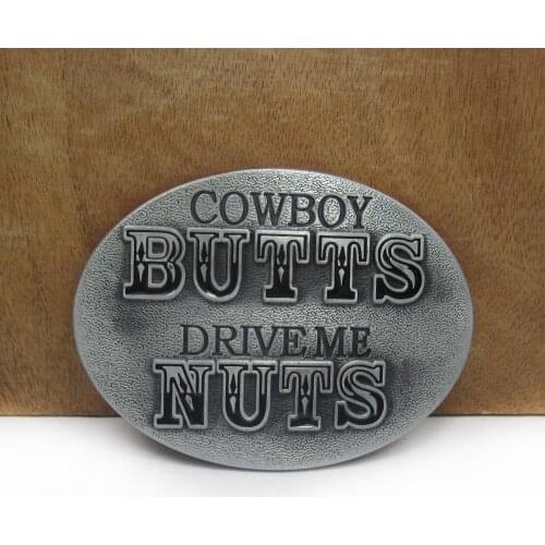 BuckleClub zinc alloy western cowboy butts belt buckle jeans belt buckle FP-02929 pewter finish 4cm width loop drop shipping