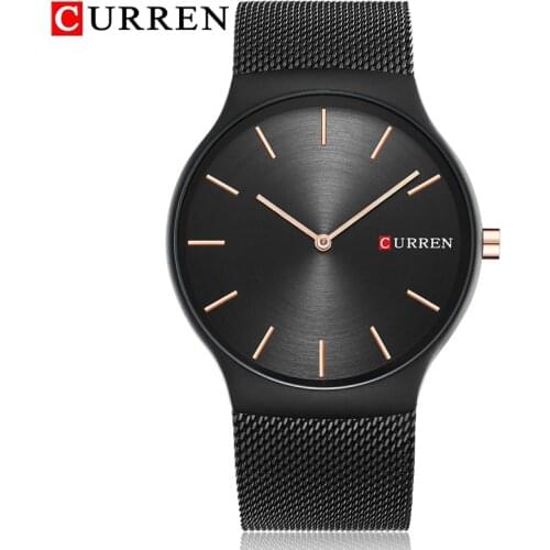 CURREN Luxury Brand Watch Men Analog Display Clock Mens Quartz Wrist Watch Steel Mesh Slim Watch Mens Watches relogio masculino