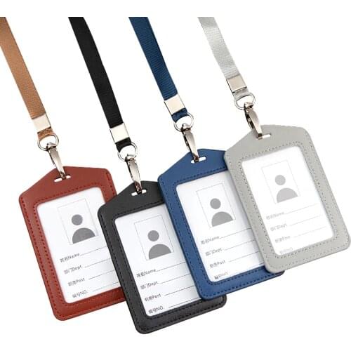 High Quality Leather Student Access Card Holder Employee Name ID Card Cover Metal Work Certificate Identity Badge Business Case